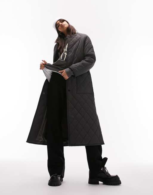 Collarless hotsell quilted coat