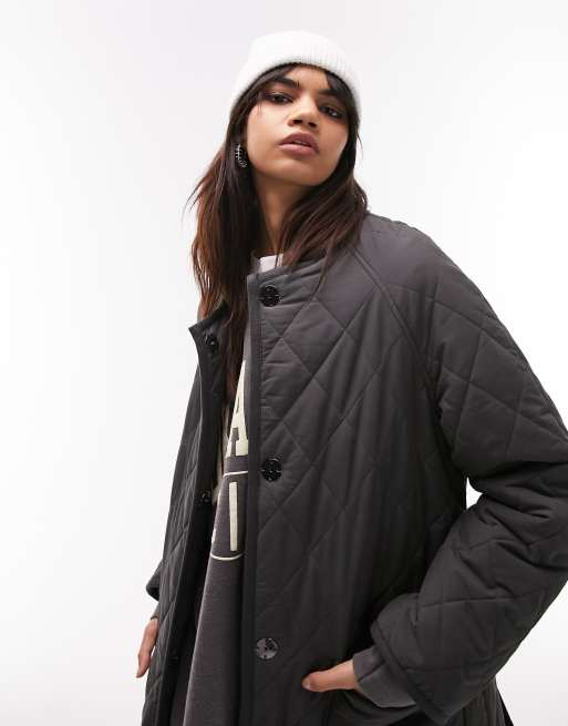 Collarless store padded coat