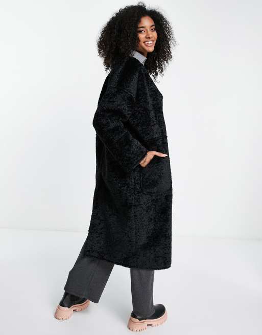 Asos black teddy coat best sale