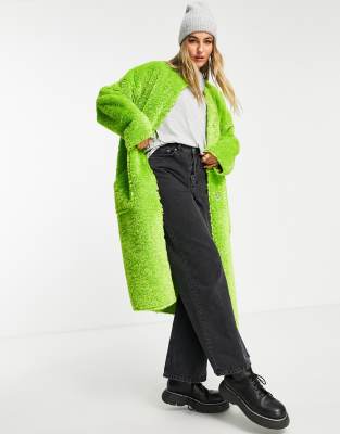 Topshop green sale teddy coat