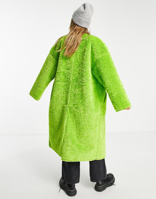 Topshop green teddy clearance coat