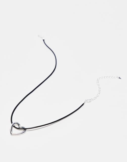 Topshop - Collier en cordelette à breloque cœur épais - Argenté