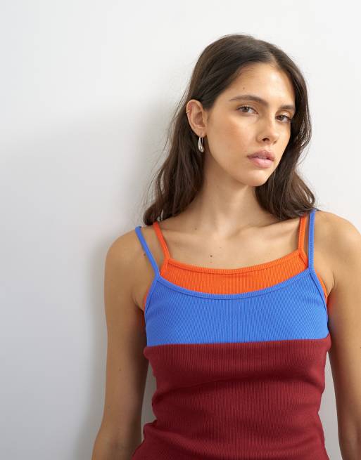 Topshop color block cami in burgundy , 3 of 4