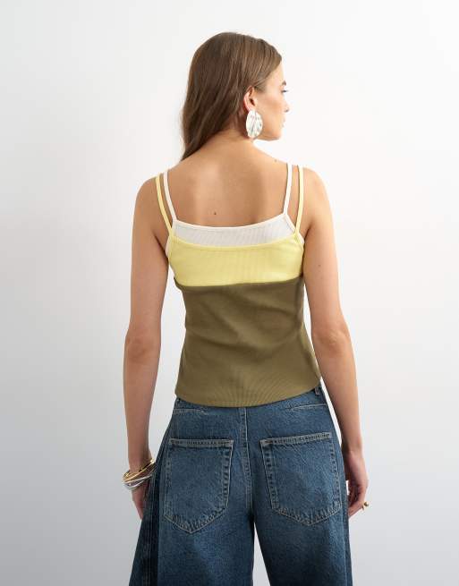 Topshop color block cami in yellow | ASOS