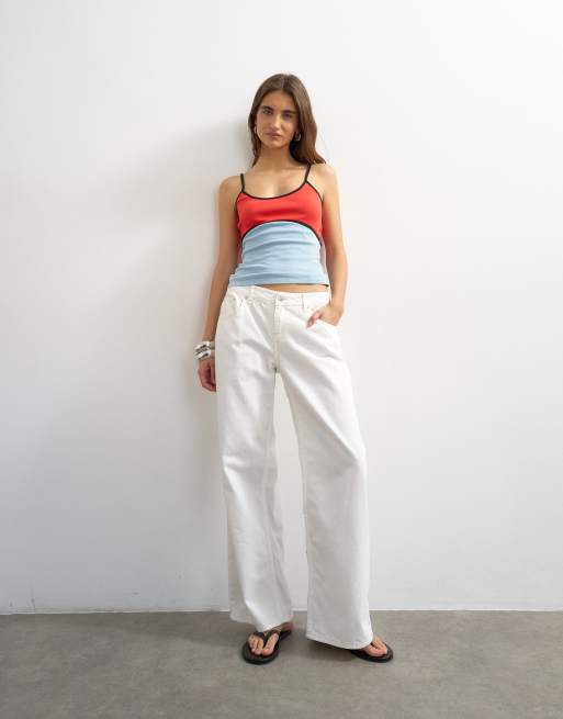 Topshop colour block cami fitted vest co-ord in red, 2 of 4