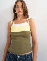 Topshop colour block cami in burgundy