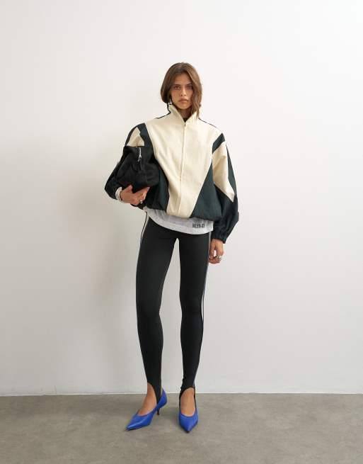 Topshop colour block funnel neck jacket in ecru, 4 of 4