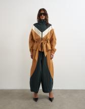 Topshop colour block horseshoe trouser in brown and black