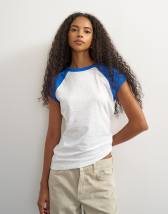 Topshop colour block raglan t-shirt in blue