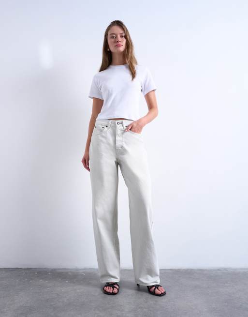 Topshop - Column - Jean à taille mi-haute - Ivoire, 2 de 7