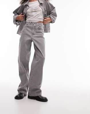 Topshop Column Jean In Gray In Gray