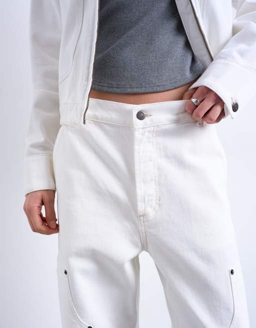 Topshop - Column - Jeans dritti a vita medio alta écru multitasche, 5 di 5