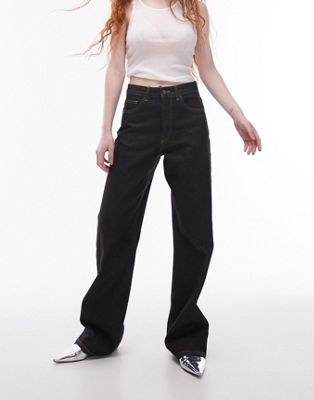 Topshop column jeans in black ecru - ASOS Price Checker