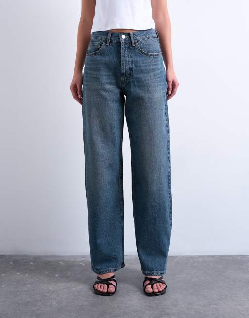 Topshop – Column – Jeans in kräftigem Blau mit mittelhohem Bund