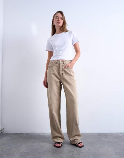 Topshop – Column – Jeans in verwaschenem Beige mit mittelhohem Bund, 2 von 7