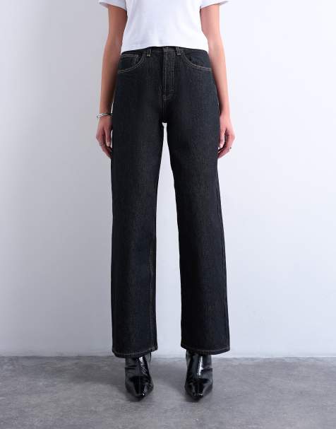 Topshop - Column - Jeans met halfhoge taille in zwart en ecru - view 1