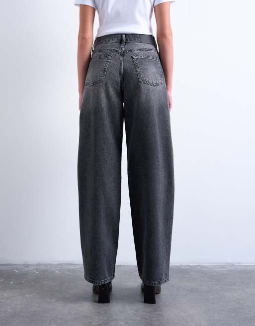 Topshop - Column - Jeans met halfhoge taille in zwart met wassing, 4 van 7