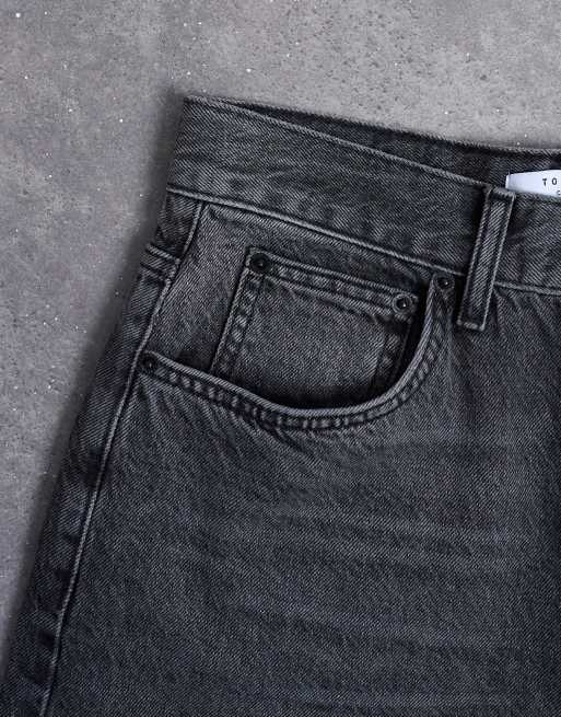 Topshop - Column - Jeans met halfhoge taille in zwart met wassing, 5 van 7