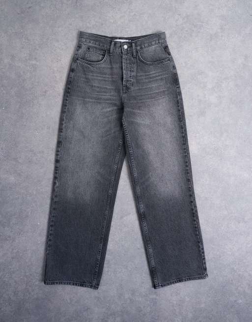 Topshop - Column - Jeans met halfhoge taille in zwart met wassing, 6 van 7