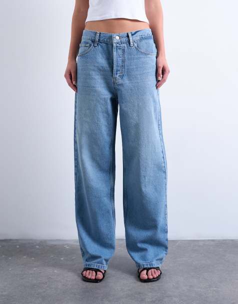 Topshop – Column – Kolumnowe jeansy ze średnim stanem i efektem wybielenia - view 1