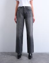 Topshop Column low rise relaxed fit jean circular design in washed black