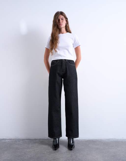 Topshop Column mid rise jean in black ecru, 2 of 7