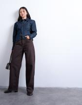 Topshop Column mid rise jean in brown rinse