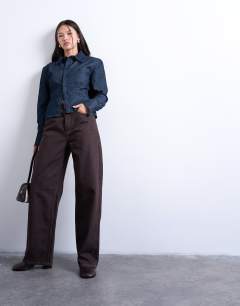 Column mid rise jean in brown rinse