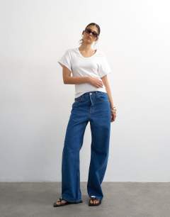 Column mid rise jean in rich blue