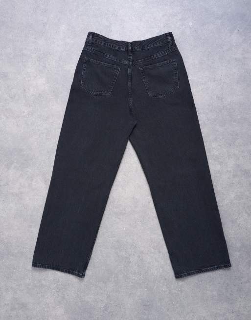 Topshop Column mid rise jean with rip in washed black, 7 of 7