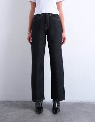 Topshop Column Mid Rise Jeans In Black