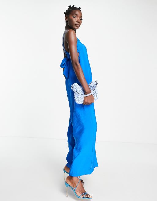 Topshop - Combinaison caraco large avec dos nu - Bleu de cobalt, 4 de 4