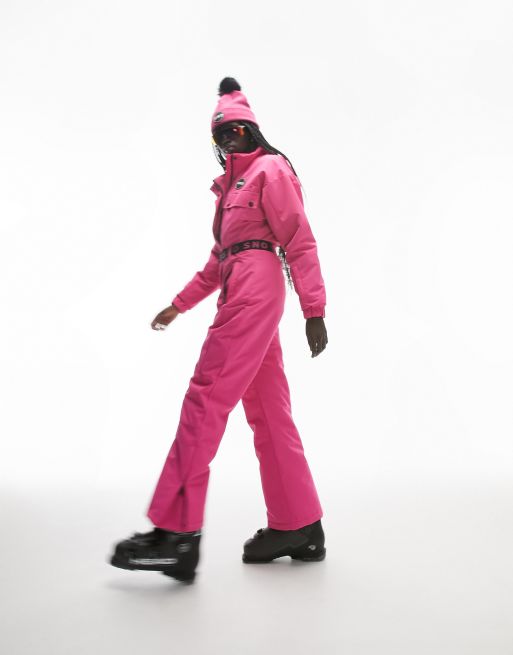 Topshop Combinaison de ski col chemin e et ceinture Rose ASOS