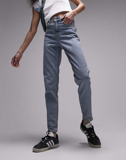 Topshop Petite sofia rip mom jean in bleach - ShopStyle