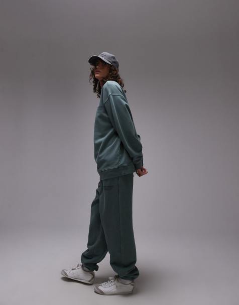 Topshop community co-ord graphic oversized sweat in green - MGREEN - view 1
