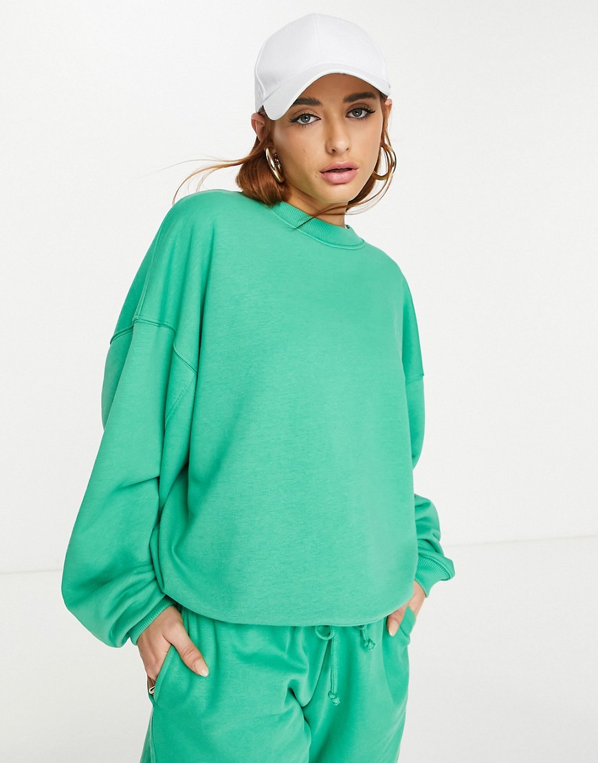 Topshop community embroidered sweatshirt in green