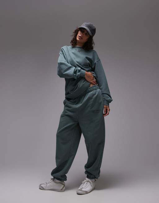 Topshop community graphic cuffed sweatpants in green - part of a set