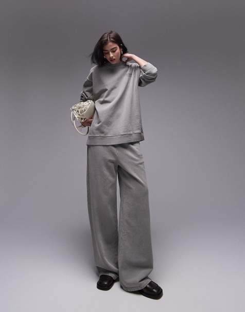 Topshop community graphic straight leg sweatpants in gray - part of a set - view 1