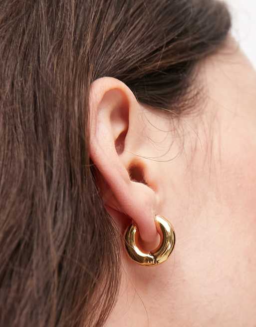 Topshop - Como - Petites créoles épaisses en plaqué or 14 carats, 2 de 4