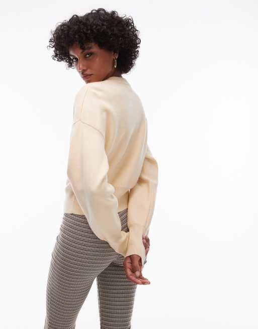 Topshop - Compact gebreid getailleerd vest in lichtgeel, 3 van 4