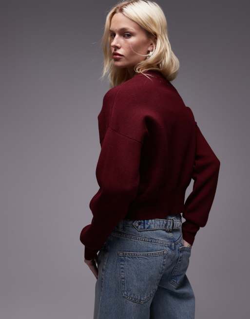 Topshop - Compact gebreid getailleerd vest in rood, 4 van 4