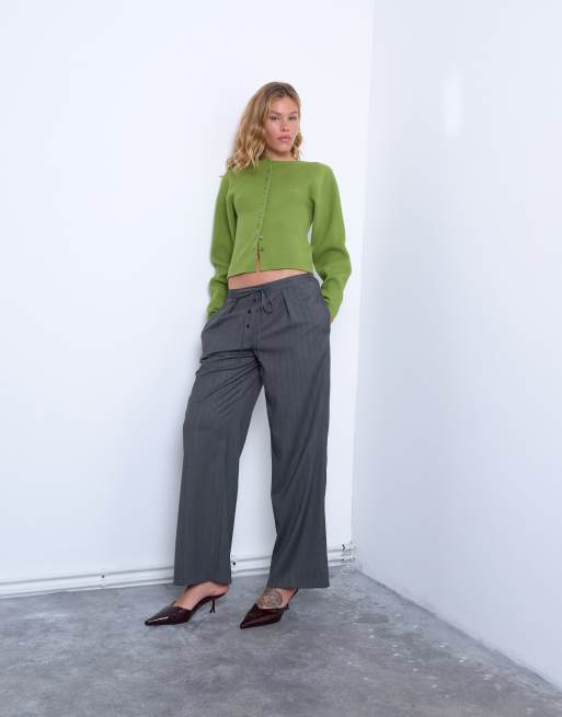 Topshop - Compact gebreid vest met ballonmouwen in groen, 2 van 4