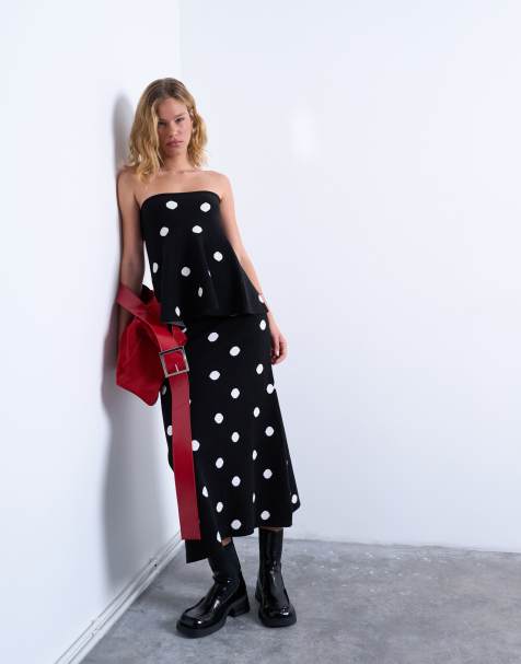 Topshop compact knit set in polka dot - view 1