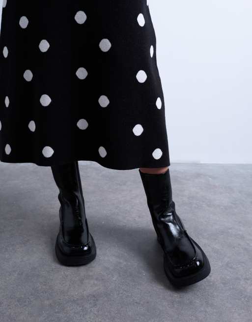 Topshop compact knit skirt in polka dot - part of a set