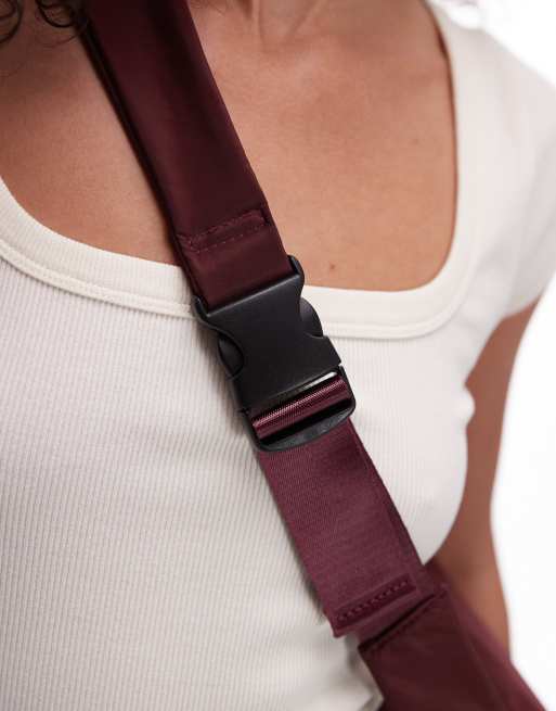 Topshop - Con - Borsa a tracolla in nylon bordeaux, 2 di 4