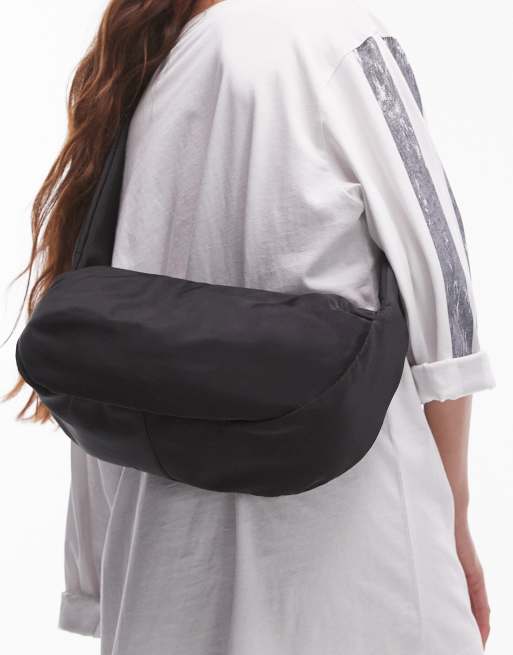 Topshop - Con - Borsa a tracolla in nylon nera