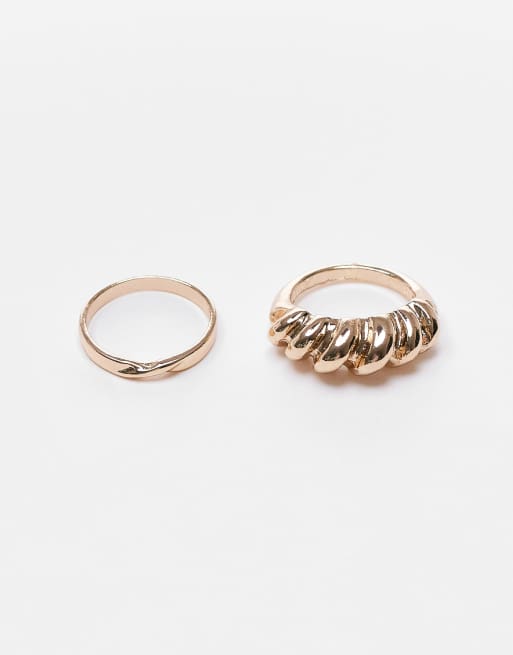 Topshop Confezione da 2 anelli intrecciati color oro ASOS