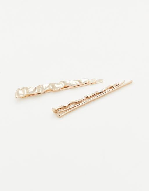 Topshop - Confezione da 2 fermagli per capelli color oro effetto colato