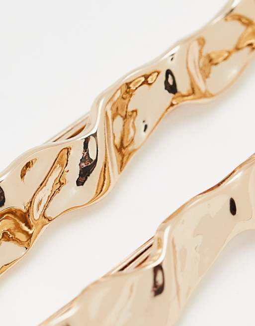 Topshop - Confezione da 2 fermagli per capelli color oro effetto colato, 4 di 4