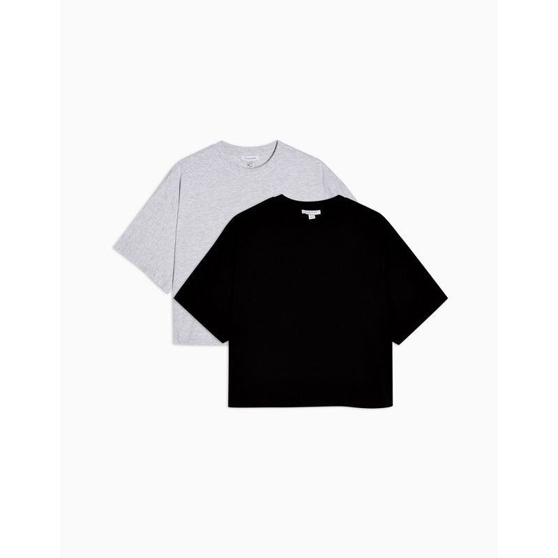 Confezioni multipack WJzqR Topshop - Confezione da 2 T-shirt squadrate grigio e nero